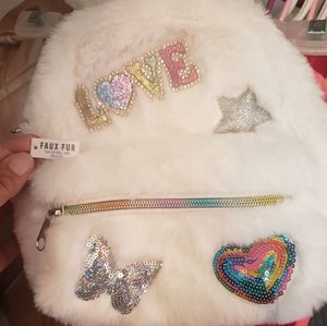 *NWT* Children place faux fur back pack